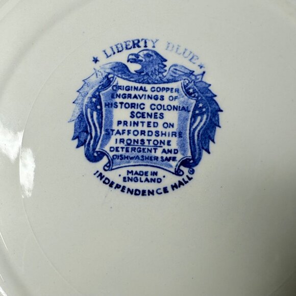 Liberty Blue Staffordshire Ironstone Dinner Plate Independence Hall England VTG - Picture 5 of 5